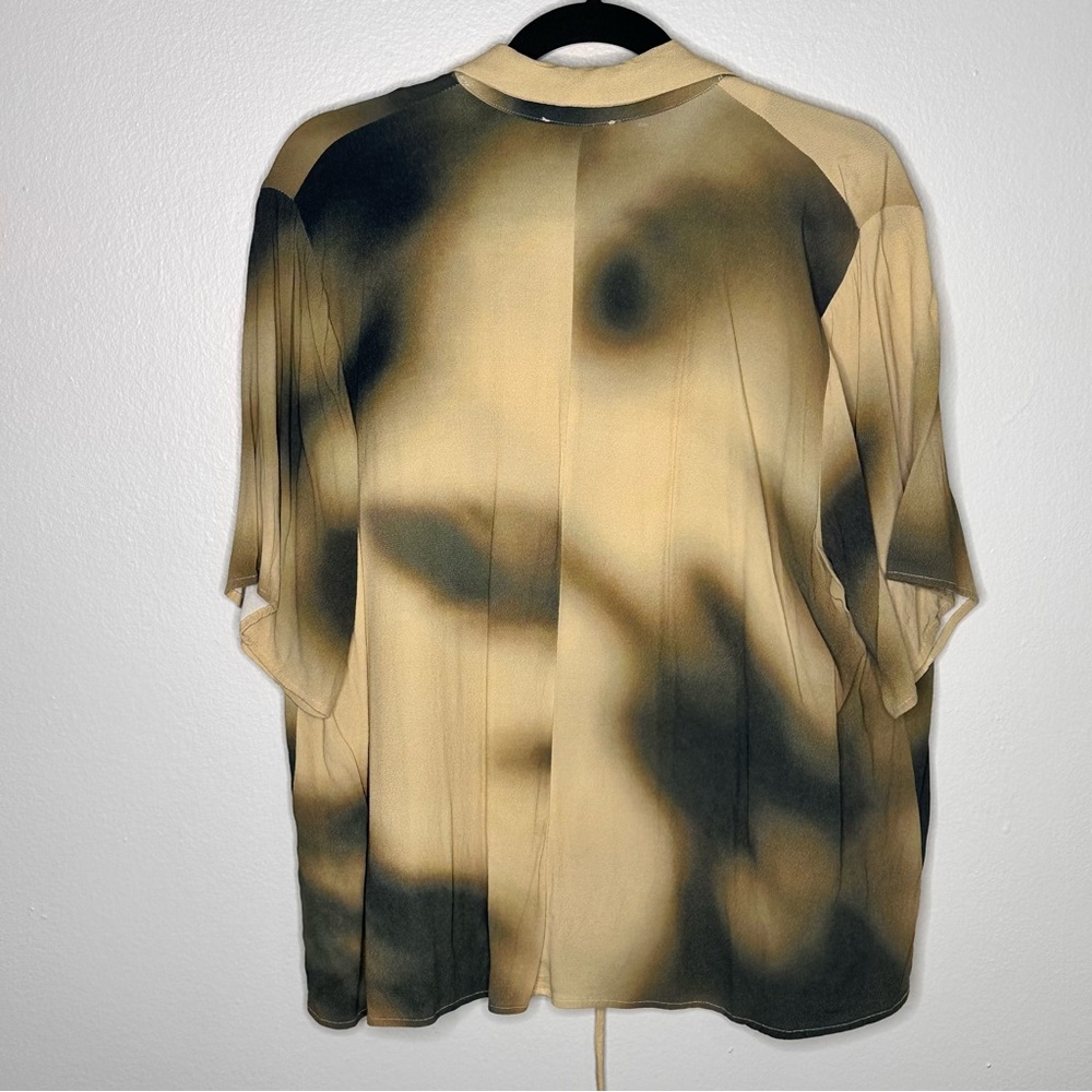 DISSH Henley Tie Front Shirt Beige Black Abstract Print US 6 - Picture 9 of 12